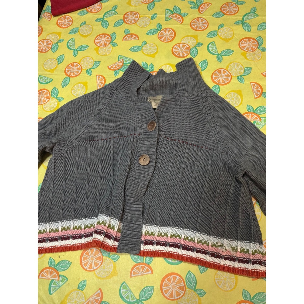 RuffHewn Cardigan Sweater Womens XL‎ Gray Chunky Knit Mock Neck Button Front